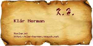Klár Herman névjegykártya
